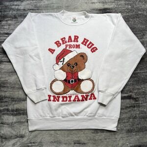 Vintage '87 PM Enterprises Santa Bear Hug From Indiana Crewneck Size L